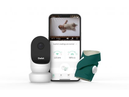 Owlet Inteligentná ponožka Smart Sock 3 + kamera CAM2 white BUNDLE farba:deep sea green