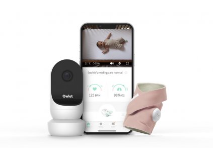 Owlet Inteligentná ponožka Smart Sock 3 + kamera CAM2 white BUNDLE farba:dusty rose