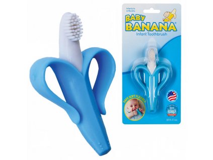 Baby Banana Brush prvá zubná kefka farba:modrá, motív:banán