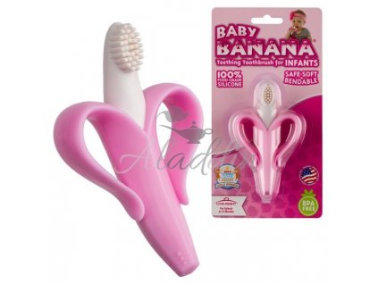 Baby Banana Brush prvá zubná kefka farba:ružová, motív:banán