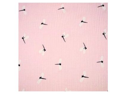 levin felin vankúš oválny balón mušelín farba:púdrovoružová s vážkami