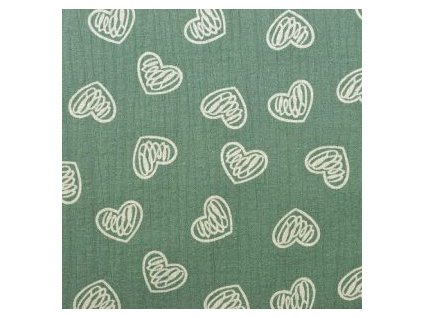 levin felin vankúš oválny balón mušelín farba:zelená so srdiečkami