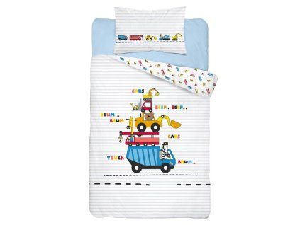 PODE0609A detske povleceni stroje modre 135x100cm