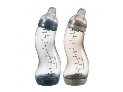 Set modrej a striebornej dojčenskej S-fľašky Difrax antikolikové 250 ml
