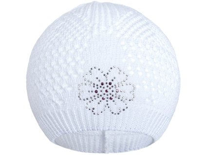 Pletená čiapočka New Baby kytička biela, 104 (3-4r) - 30570
