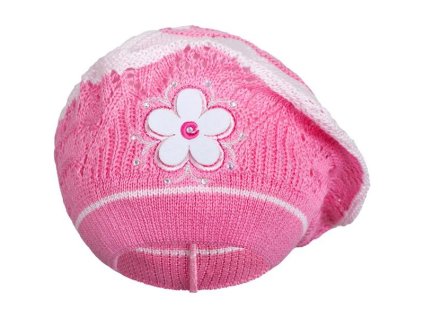 Pletená čiapočka-baret New Baby tmavo ružová, 104 (3-4r) - 30572