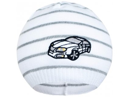 Jarná čiapočka New Baby s autíčkom bielo-tmavo sivá, 86/92 - 30577