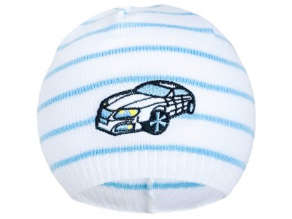 Jarná čiapočka New Baby s autíčkom bielo-modrá, 86/92 - 30579