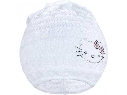 Pletená čiapočka-šatka New Baby mačička biela, 104 (3-4r) - 30800