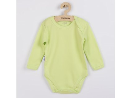 Dojčenské bavlnené body s dlhým rukávom New Baby Pastel zelené, 68 (4-6m) - 33631