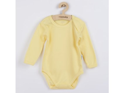 Dojčenské bavlnené body s dlhým rukávom New Baby Pastel žlté, 68 (4-6m) - 33632