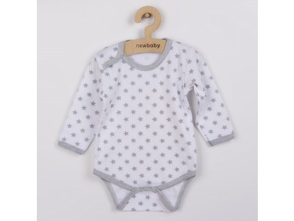 Dojčenské body New Baby Classic II sivé s hviezdičkami, 80 (9-12m) - 35017