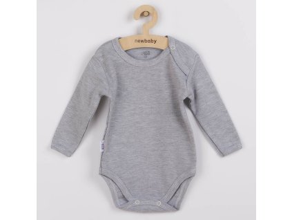 Dojčenské bavlnené body s dlhým rukávom New Baby Pastel sivý melír, 74 (6-9m) - 37771
