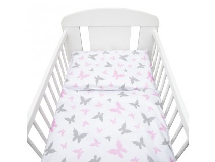2-dielne posteľné obliečky New Baby 90/120 cm biele motýle - 39513
