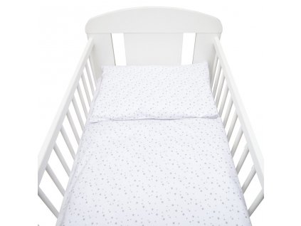 2-dielne posteľné obliečky New Baby 90/120 cm biele sivé hviezdičky - 39514