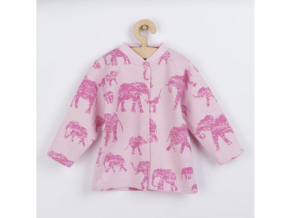 Dojčenský kabátik Baby Service Slony ružový, 68 (4-6m) - 40479
