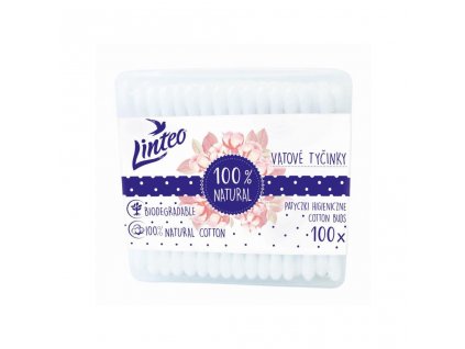 Papierové vatové tyčinky 100% natural Linteo 100 ks v boxe - 44052