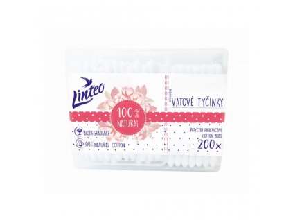Papierové vatové tyčinky 100% natural Linteo 200 ks v boxe - 44065