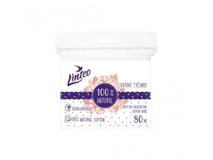 Papierové vatové tyčinky 100% natural Linteo 80 ks vo vrecku - 44067