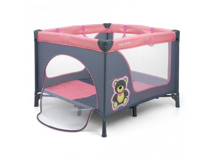 Detská skladacia ohrádka Milly Mally Fun Pink Bear - 45060