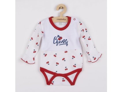 Dojčenské bavlnené body s dlhým rukávom New Baby Cherry, 80 (9-12m) - 45401