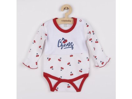 Dojčenské bavlnené body s dlhým rukávom New Baby Cherry, 86 (12-18m) - 45402