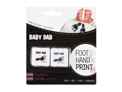 BABY DAB Farba na detské odtlačky 2 ks fialová, šedá