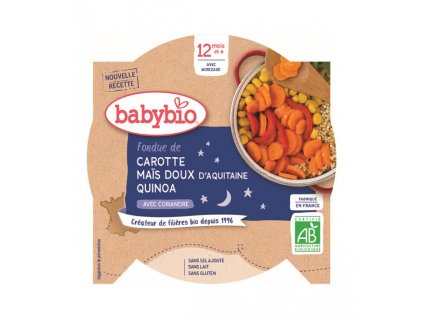 BABYBIO Večerné menu mrkva a sladká kukurica s quinoa 230 g