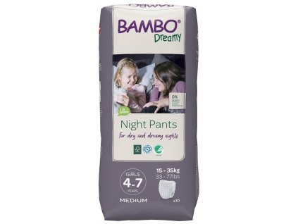 BAMBO Dreamy Night Pants Nohavičky plienkové jednorazové Girls 4-7 rokov (15-35 kg) 10 ks