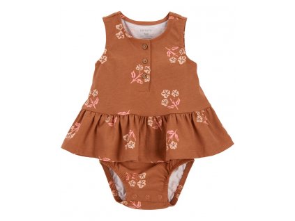 CARTER'S Body bez rukávov s volánom Brown Flowers dievča 3m