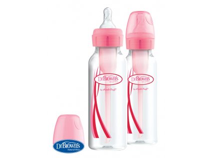 DR.BROWN'S Fľaša antikolik Options+ úzka 2x250 ml plast, ružová
