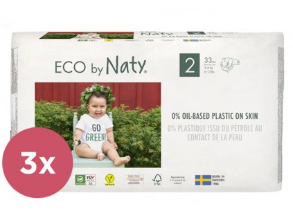 3x ECO BY NATY Plienky jednorazové 2 (3-6 kg) 33 ks