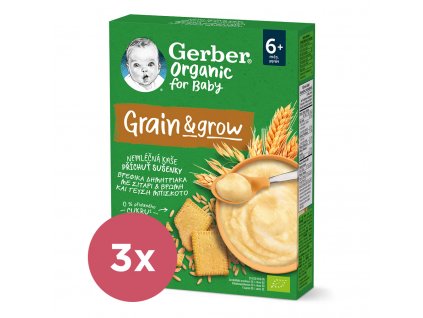 3x GERBER Organic Kaša nemliečna s príchuťou sušienky 200 g​