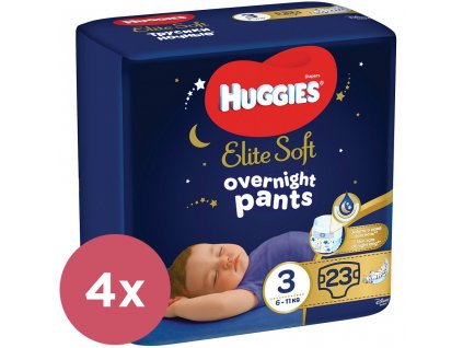 4x HUGGIES® Elite Soft Pants OVN Nohavičky plienkové jednorazové 3 (6-11 kg) 23 ks