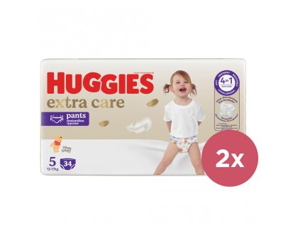 2x HUGGIES® Nohavičky plienkové jednorazové 5 Extra Care Pants (12-17 kg) 34 ks