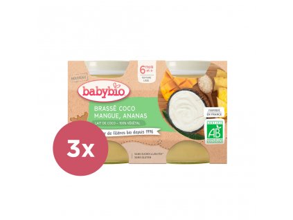 3x BABYBIO Brassé z kokosového mlieka mango ananás 2x 130 g