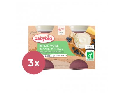 3x BABYBIO Brassé z ovseného mlieka banán čučoriedka 2x 130 g