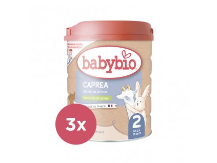 3x BABYBIO CAPREA 2 plnotučné kozie dojčenské bio mlieko 800 g