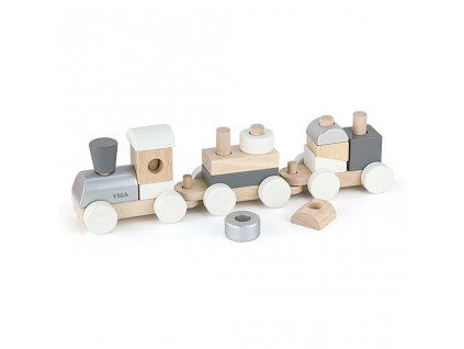 Drevený vlak s kockami Viga - 51663