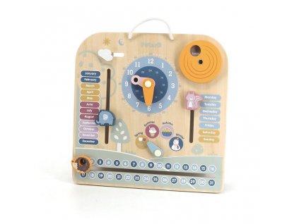Drevený kalendár pre deti s hodinami Viga - 51769