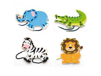 Drevené zvieratká so šnúrkami Viga - 51775