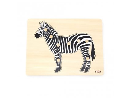 Detské drevené puzzle s úchytmi Montessori Viga Zebra - 52036