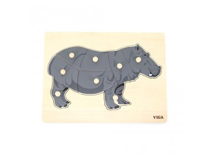 Detské drevené puzzle s úchytmi Montessori Viga Hroch - 52037