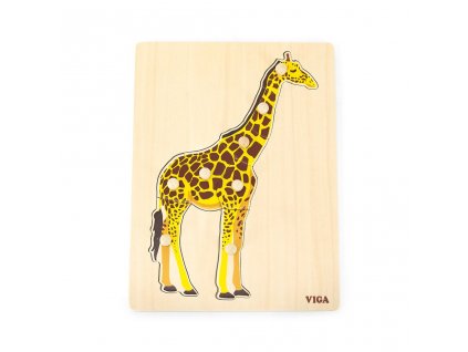 Detské drevené puzzle s úchytmi Montessori Viga Žirafa - 52038