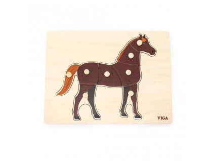 Detské drevené puzzle s úchytmi Montessori Viga Koník - 52039
