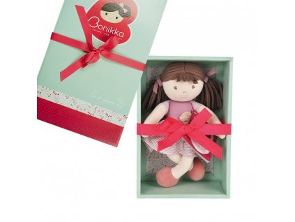 Bonikka All Natural látková bábika v darčekovom balení,malá Brook ružové šaty
