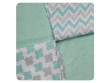 XKKO Bambusové obrúsky 30x30  Scandinavian Baby Mint MIX (9ks)