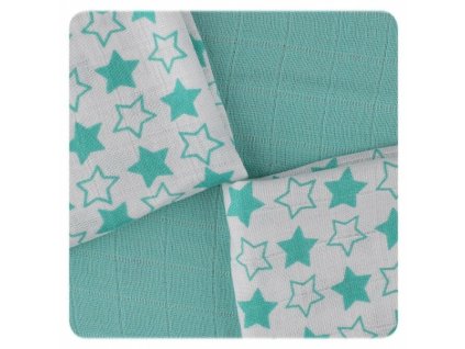 XKKO Bambusové obrúsky 30x30 - Little Stars Turquoise Mix (9ks)