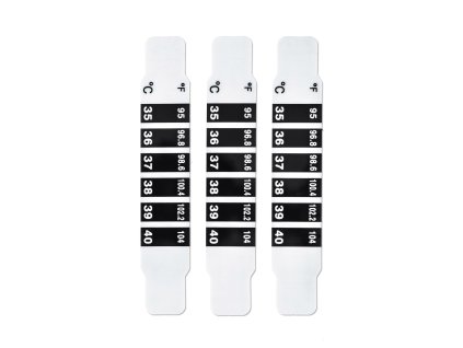 NOVAMA BIELY LCD Čelový páskový teplomer - sada 25 x 3 ks.
