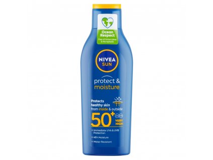NIVEA Sun Protect & Moisture hydratačné mlieko na opaľovanie OF 50+, 200 ml
